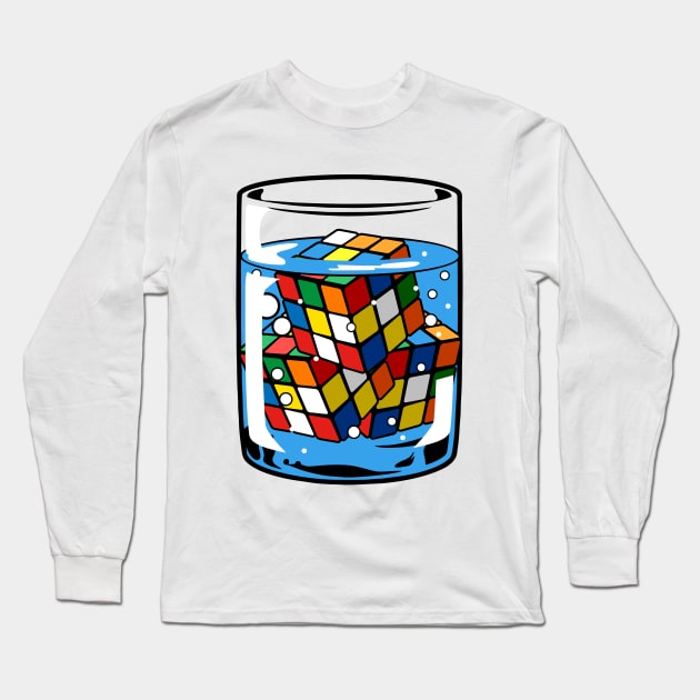 Rubik in glass illustration Long Sleeve T-Shirt by Mako Design 